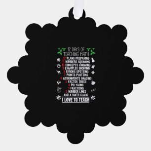 12 Days of Teaching Math Teacher Christmas Gifts Tree Decoration Card