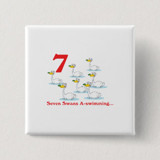12 days seven swans a-swimming 15 cm square badge