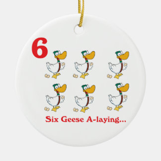 12 days six geese a-laying ceramic tree decoration