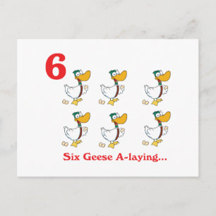 12 days six geese a-laying postcard