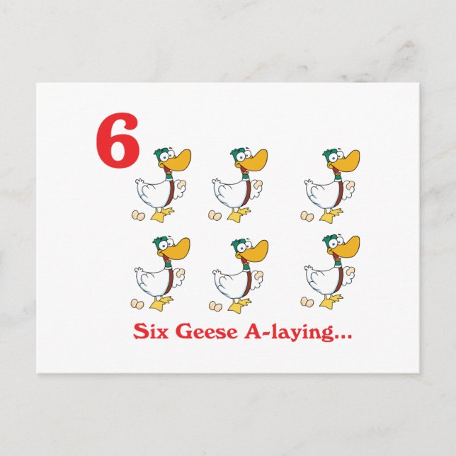 12 days six geese a-laying postcard (Front)