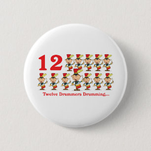 12 days twelve drummers drumming 6 cm round badge