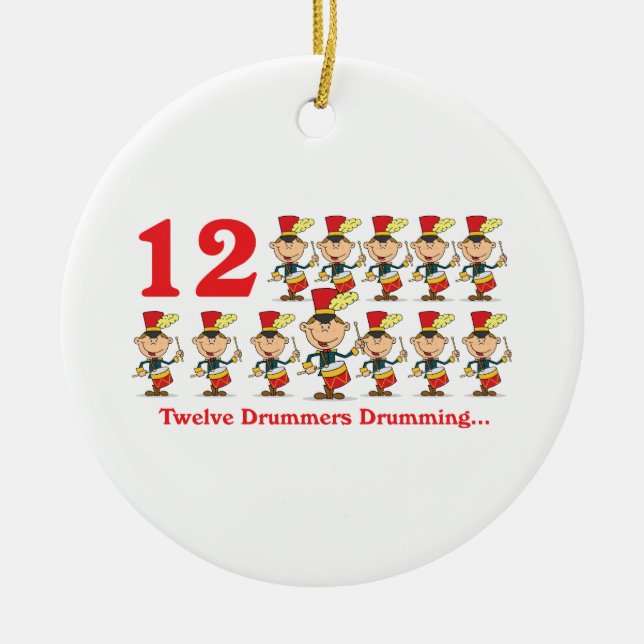 12 days twelve drummers drumming ceramic tree decoration (Front)