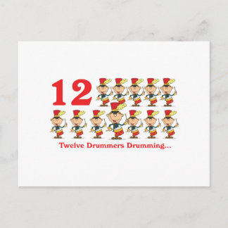 12 days twelve drummers drumming postcard