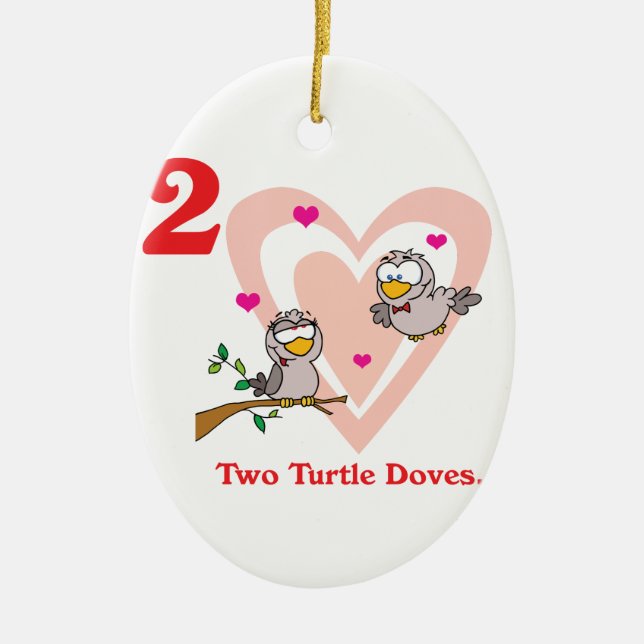12 days two turtle doves ceramic tree decoration (Front)