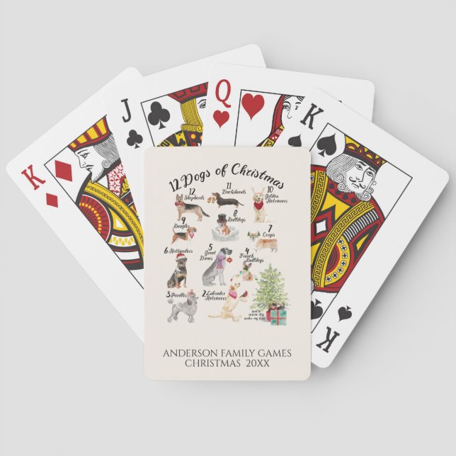 12 Dogs of Christmas in Holiday Spirit Games Playing Cards (Back)