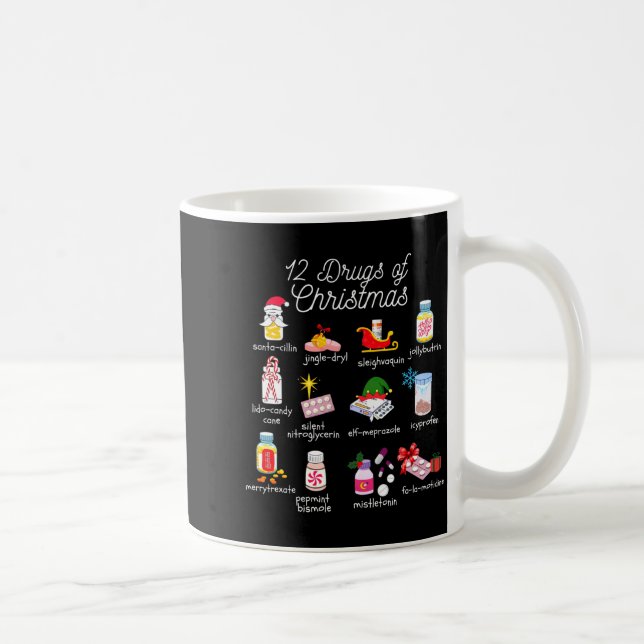 12 Drugs Of Christmas Pharmacist Technician Pharma Coffee Mug (Right)