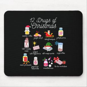 12 Drugs Of Christmas Pharmacist Technician Pharma Mouse Pad