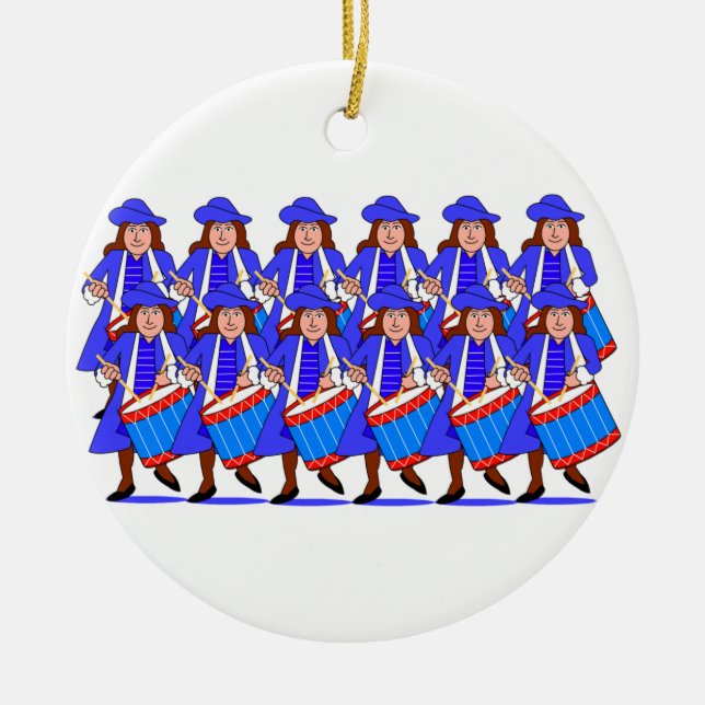 12 Drummers Drumming Ceramic Tree Decoration (Front)