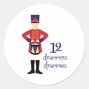 12 Drummers Drumming Classic Round Sticker