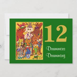 12 Drummers Drumming Cute Animals Personalised