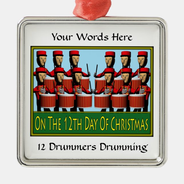 12 Drummers Drumming Metal Tree Decoration (Front)
