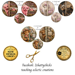 12" Farm Attitude Animal Rounds Highland Yorkie  Wrapping Paper Sheet