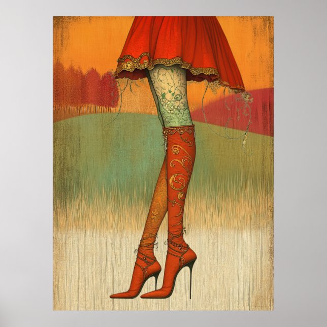 *~* 12  FD2  Fall Whimsical Girl Autumn Retro Legs Poster (Front)