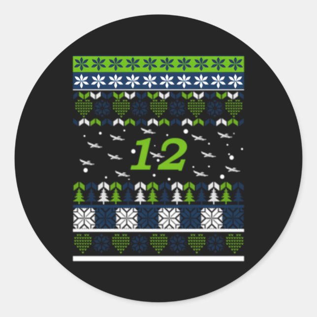 12 Flying Seahawks Ugly Classic Round Sticker (Front)