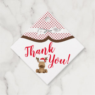 12 Gift Tags Reindeer Christmas XMAS Polka Dot Pok