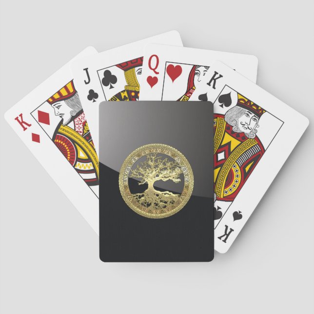 [12] Golden Celtic Tree of Life Playing Cards (Back)