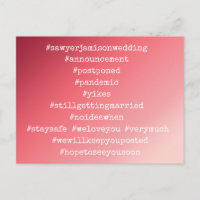 12 Hashtags Postponed Wedding Red & Pink Ombre