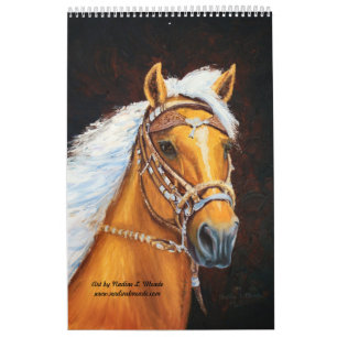 12 horse paintings spiral bound by Nadine L. Meade Calendar