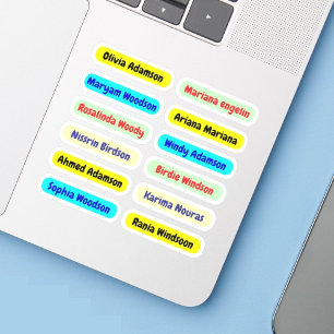 12 ID Long Waterproof Labels   Last Name Stickers