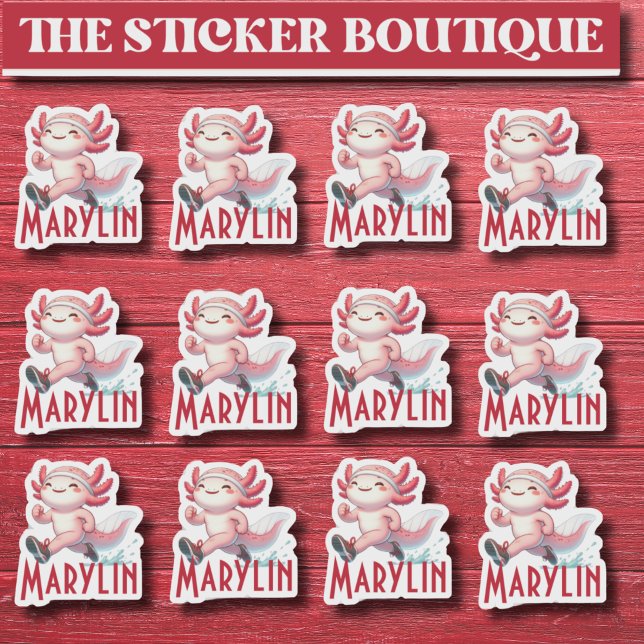 12 In One Cute Custom Name Running Axolotl Sticker (Creator Uploaded)