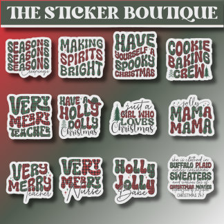 12 In One Festive Christmas Plaid Sticker Pack