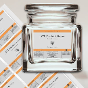 12 Minimal Grey Black Orange Product Labels