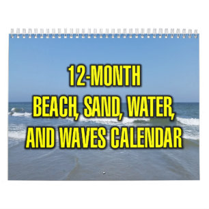 12-Month Beach, Sand, Water, And Waves Calendar