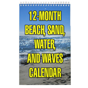 12-Month Beach, Sand, Water, And Waves Calendar