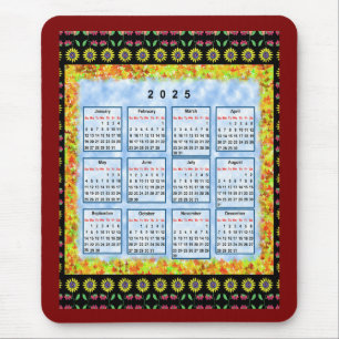 12 month English calendar of the year 2025 Mouse Pad