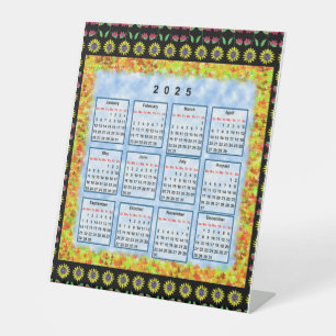 12 month English calendar of the year 2025 Pedestal Sign