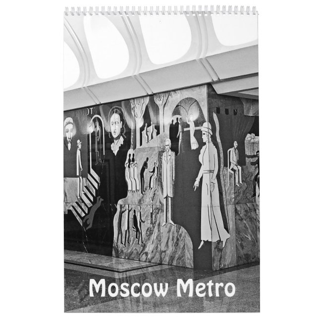 12 month Moscow Metro in black and white Calendar (Cover)