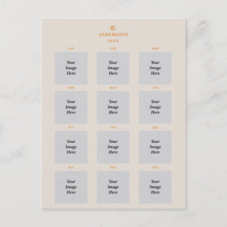 12 month photo Custom Family Name Holiday Postcard