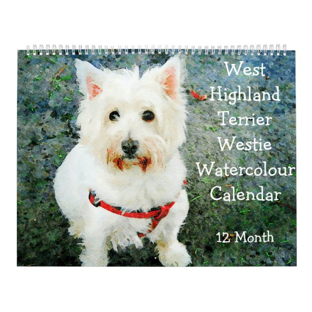 12 Month West Highland Terrier Dogs Westies Gifts Calendar (Cover)