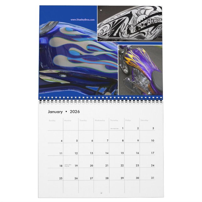 12 months 2013 custom motorcycle painting midi sz calendar (Jan 2026)