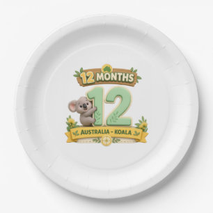 12 Months Baby Milestone First Birthday Paper Plate
