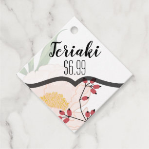 12 Name Price Tags Baby Pink Cosmos on White