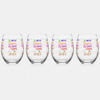 12 New Chapters 365 Days Love By Jesus Stemless Wine Glass