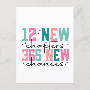 12 New Chapters, 365 New Chances 100 Days Invitation Postcard