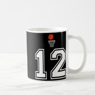 12 Number Basketball Style Vintage White Premium Coffee Mug