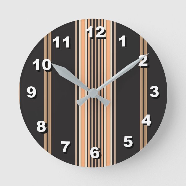 12 Number Choices to Choose-Black Striped Clock (Front)