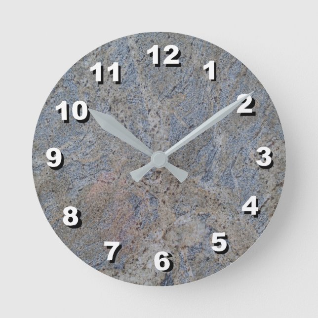 12 Number Choices to Choose-Blue Grey Marble Clock (Front)