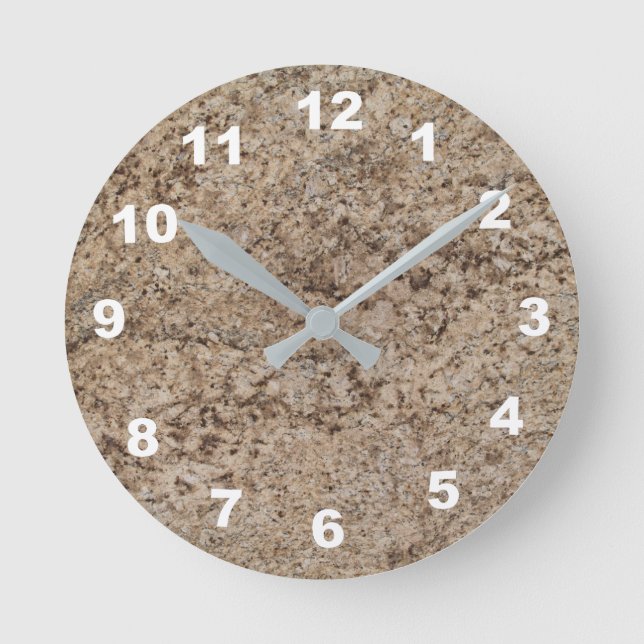 12 Number Choices to Choose- Brn-Tan Marble Clock (Front)