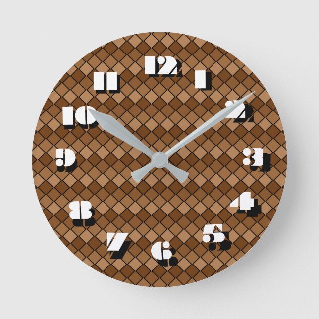 12 Number Choices to Choose From Brown Clock (Front)