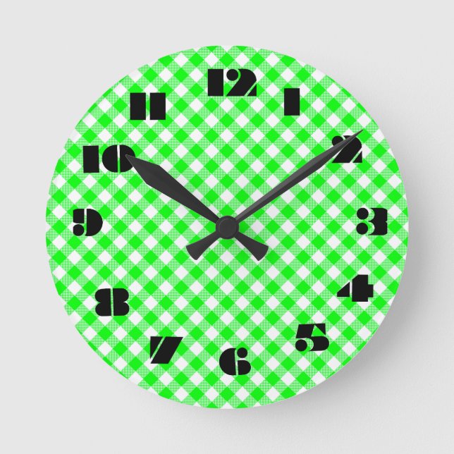 12 Number Choices to Choose From chartreuse Clock (Front)