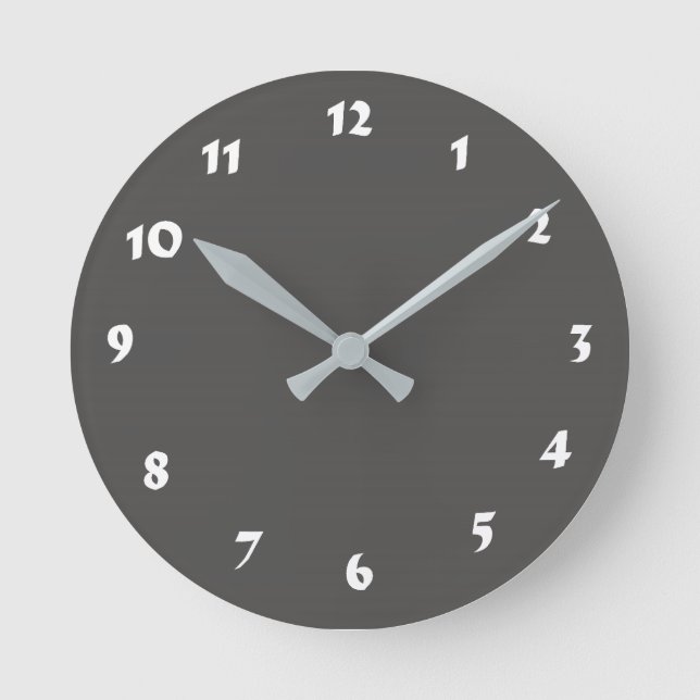 12 Number Choices to Choose From Dark Grey Clock (Front)