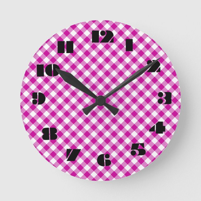 12 Number Choices to Choose From Hot Pink Clock (Front)