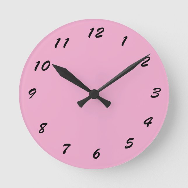 12 Number Choices to Choose From Pink Clock (Front)
