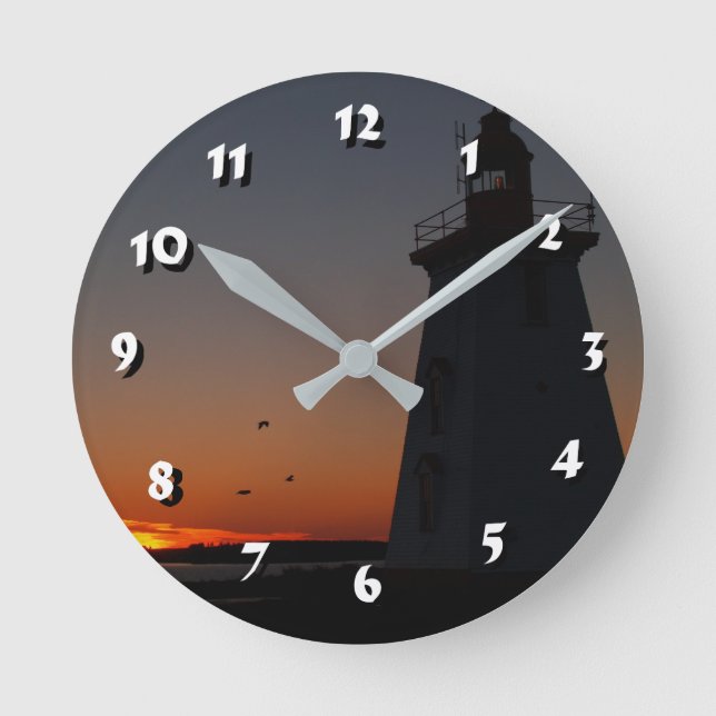12 Number Choices to Choose -Lighthouse-Clock Round Clock (Front)