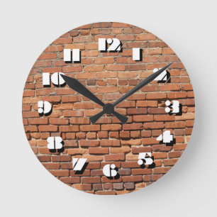12 Number Choices to Choose-Red Brick-Clock Round Clock